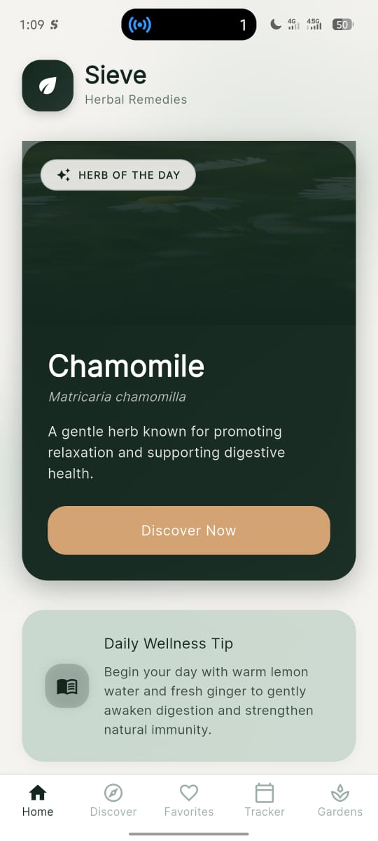SieVe Herb of the Day screen