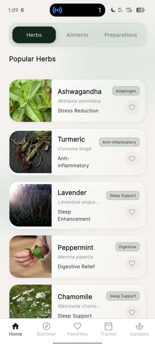 SieVe Herbal Remedies mobile app home screen